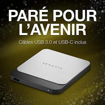 SSD Externo Seagate Fast 500 GB USB 3.0/3.1 Color Negro y Plata