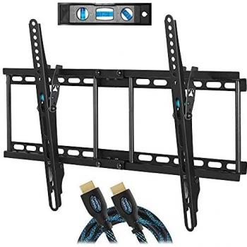 Cheetah Mounts APTMM2B - Soporte de pared para TV de 20-80, VESA Máxima 600, Carga Máxima 75 Kg Máximo, con cable HDMI con Ethernet de 3 metros y Nivel Magnético con 3 Burbujas de 15 Centimetros