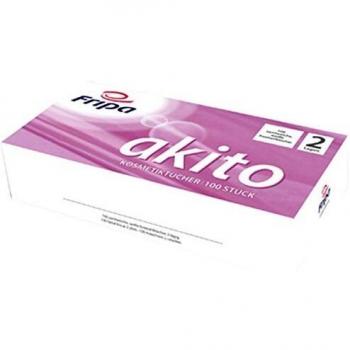 Toallitas Cosméticas Akito, 2 capas, 100% pulpa de celulosa, blancas, caja de 100 unidades