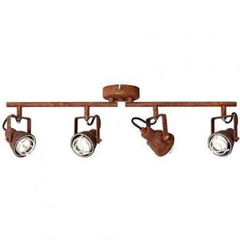 Lámpara de techo industrial Bente, 4 luces GU10, color óxido, cabezas y brazos giratorios