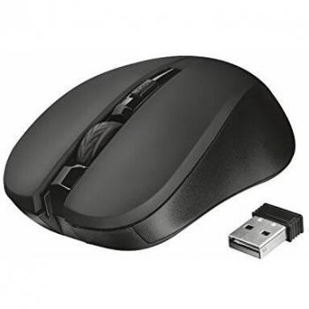 Trust Mydo Ratón Inalámbrico Silencioso, Ajustable hasta 1800 DPI, RF 2.4GHz, Micro Receptor USB Plug and Play, Botón de Encendido/Apagado, Óptimo para Diestros y Zurdos - Negro