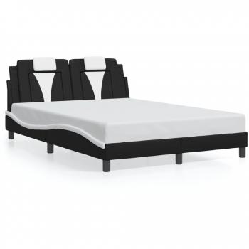 Black and White Faux Leather Double Bed Frame without Mattress 53.9x74.8