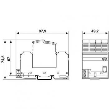 Descargador de sobretensiones Phoenix Contact VAL-SEC-T2-3S-350-FM, Fase 3, capacidad de descarga de 50kA, tensión máxima de 1,9kV, montaje en carril DIN