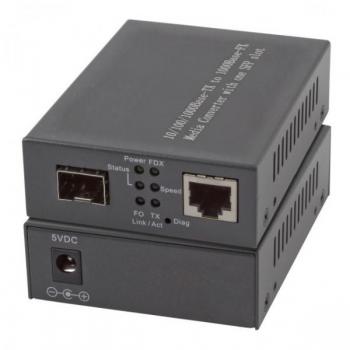 Conversor de Medios Gigabit Ethernet EL029 1x100/1000Mbit RJ45, 1x Puerto SFP