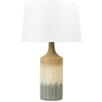 Lámpara de mesa moderna de cerámica beige y gris con pantalla de tela - 64 cm Calvas