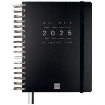 Agenda Finocam Tempus 2025 Negro 15,5 x 21,7 cm 1 Día Página Multilingüe