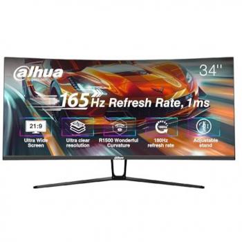 Monitor Curvo Gaming Dahua Technology LM34-E330C 34 UltraWide Quad HD 3440 x 1440 Pixeles, 165Hz, LCD, Negro/Rojo