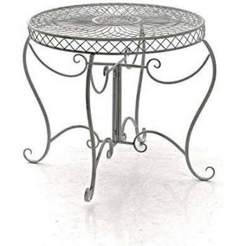 Mesa redonda de exterior CLP para 4 personas en Metal Blanco antiguo