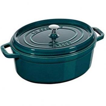 33 cm Oval Cast Iron Cocotte in Blue La Mer - STAUB