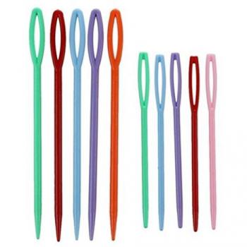 SODIAL(R) 10pcs 2 Tamano Pequeno grandes para ninos de plastico Agujas de coser