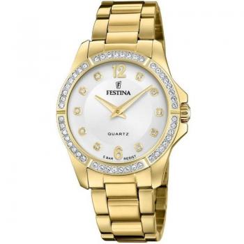 Festina Mademoiselle F20596/1 Reloj para Mujer de Acero Inoxidable Dorado con Esfera Plateada Analógico