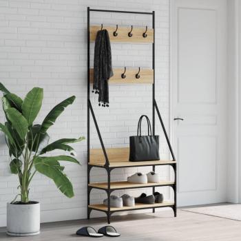Perchero con soporte para zapatos Sonoma Oak 72x34x184 cm, color marrón