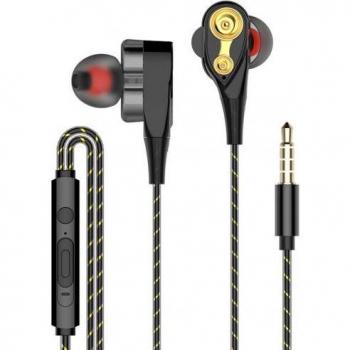Auriculares In-Ear Estéreo con Cable de 3.5mm y Micrófono, Doble Bobina Móvil, Sonido de Graves Potentes