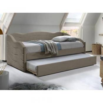 Sofá Cama Nido 2 x 90 x 190 cm - Terciopelo Beige con Colchón - LENVIA