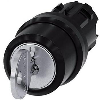 Siemens Cabezal de interruptor de llave 3SU1000-4BL11-0AA0, Interruptor de llave SIRIUS ACT, diámetro 22 encastrable, 3 Posiciones, Enclavamiento