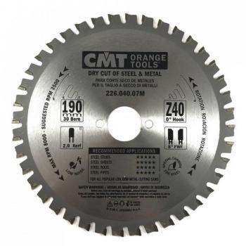 Sierra circular para metales CMT 190x2x30 Z=40 fwf