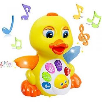 MOONTOY Pato de Juguete para Bailar y Cantar, Juguetes educativos Musicales para niña o niño, Juguete Interactivo para bebés con luz y Sonido, Regalo para niños pequeños, bebés de 1,2,3 años o más