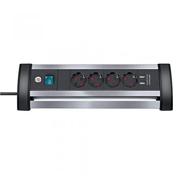 Brennenstuhl Alu-Office-Line regleta enchufes con USB y 4 tomas corriente para mesa