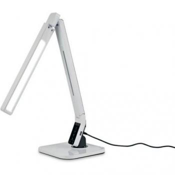 Lámpara de mesa LED Lido blanca con puerto de carga USB, 15W, 960lm, temperatura de color ajustable (3300K, 4200K, 5300K, 6200K), altura de