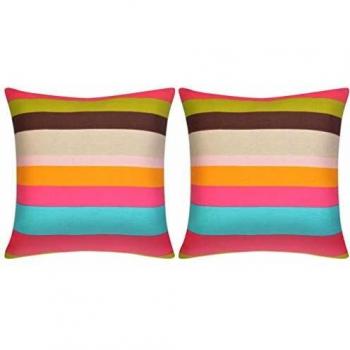 vidaXL 2X Cojines Decorativos de Rayas Anchas Lona 45x45cm Casa Jardin Hogar
