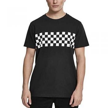Urban Classics Men's Black Check Panel T-Shirt S-3XL