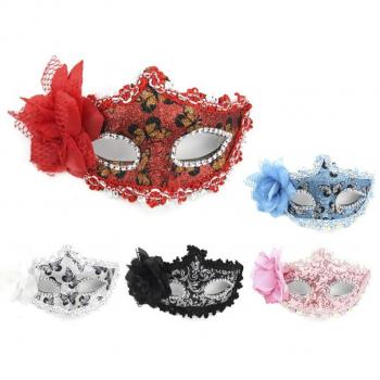 Antifaz Carnaval Flor con Detalles Plateados