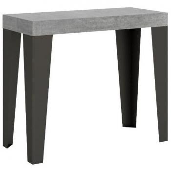 Consola extensible 90x40/196 cm con estructura de cemento antracita para 8 personas