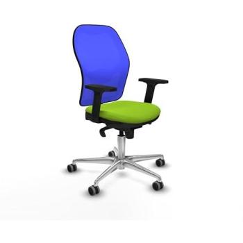 Silla Gaming Jorquera Sincro Malla Azul Similpiel Pistacho con Brazos 2D, Base de Aluminio y Ruedas Engomadas de 65mm