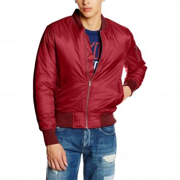 Urban Classics Men's Basic Bomber Jacket - Red (Burgundy)