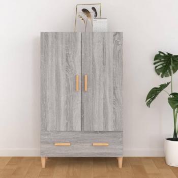 Aparador de madera contrachapada gris Sonoma 70x31x115 cm, mueble de almacenaje de salón, armarios con puertas, cajón de madera, buffet para salón moderno, armario auxiliar, armario de almacenamiento