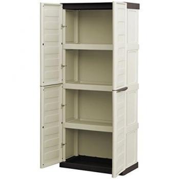 Armario Alto de Polipropileno 70x39x165 cm Color Marfil y Taupe