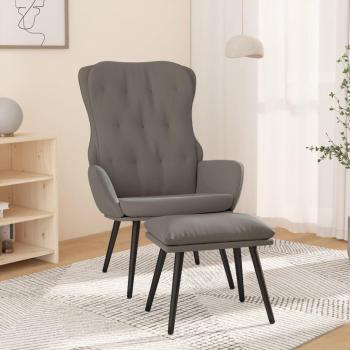 Sillón relax con reposapiés gris claro en terciopelo