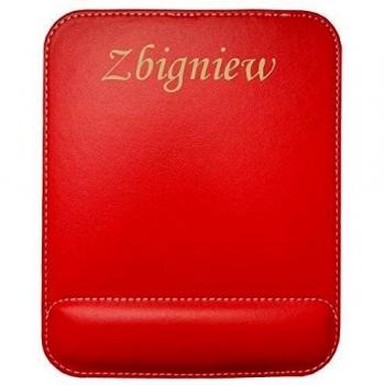 Almohadilla de cuero sintético de ratón personalizado con el texto: Zbigniew
