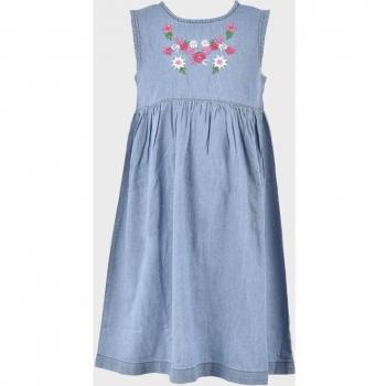 Vestido de bebé niña vaquero con cuello redondo