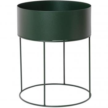 Ferm Living - Caja Redonda para Plantas, Color Verde Oscuro