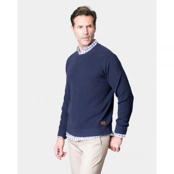 Jersey Spagnolo hombre azul marino cuello caja