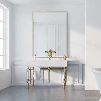 Espejo de Pared Rectangular Novoli 92 x 62 cm con Ganchos Plástico - Dorado