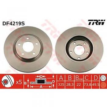 Disco de freno TRW DF4219S ventilado, 1 pieza, para la parte frontal