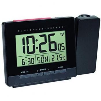 TFA Dostmann 60.5016.01. Reloj Despertador con proyector y Fuente de alimentación, Color Negro