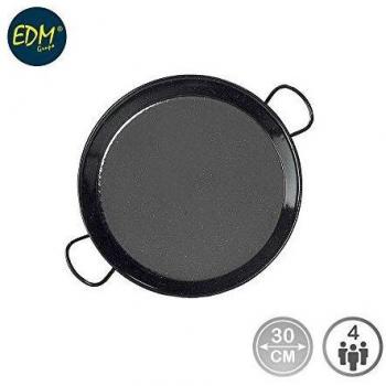 Paellera de Acero Esmaltado Negra, Tradicional Valenciana - Vaello, 30 cm (4 Raciones)