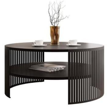 Mesa de centro redonda Oswego 120, negro, aglomerado laminado, diámetro 75 cm, altura 40 cm