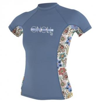 Camiseta O'Neill Premium Skins Rash Guard Manga Corta Niña Transpirable Secado Rápido Rosa Amarillo Azul - 14