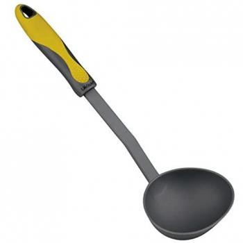 Cazo para servir de nylon-silicona 30 cm, cacillo para cocina, temperatura máxima 210 ºC, apto para lavavajillas, color gris
