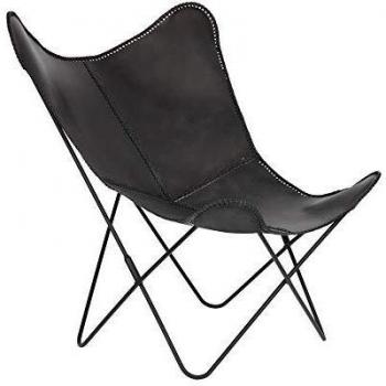 Kave Home Fly - Sillón de piel, color negro