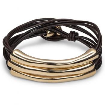 UNOde50 Luxurious Golden Leather Bracelet - Size L - Women's Leather Accessory