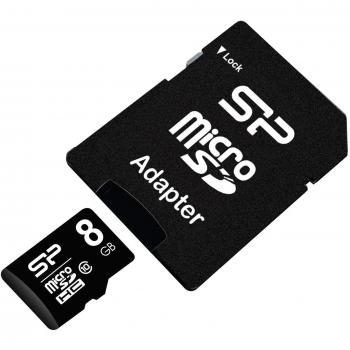 Silicon Power 8GB MicroSDHC Class 10 Memory Card with SD Adapter