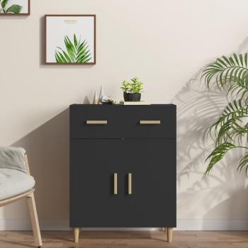 Aparador de madera contrachapada negro 69,5x34x89 cm - Mueble de Almacenaje de Salón, Armarios con Puertas, Cajón de Madera, Buffet para salón Moderno, Armario