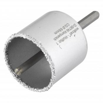 Wolfcraft 3896000 Sierra de Corona Perforadora con Metal Duro para Pared, Diámetro 68mm, Incluye Adaptador y Broca Piloto, Vástago Hexagonal