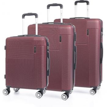 Juego de 3 maletas trolley rígidas ultraligeras de ABS con cerradura numérica, 4 ruedas giratorias 360°, dimensiones de 48x27x76 cm