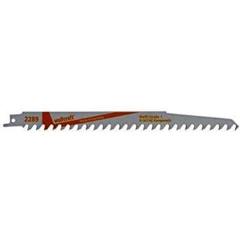 wolfcraft 2289000 Hojas de Sierra de Sable CV, Dientes Especialmente Afilados árboles, leña/Corte rápido y Muy Basto/aplicación con Carrera pendular Pack 2, 220mm, Set de 2 Piezas